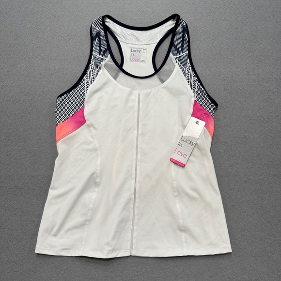 Lucky in Love Tops - NEW Lucky In Love Tank Top Women's Large White Racerback Tennis Golf Activewear